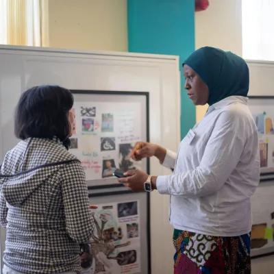 The collages created by the women who took part in Lily's project were exhibited at the Incontinence Conference